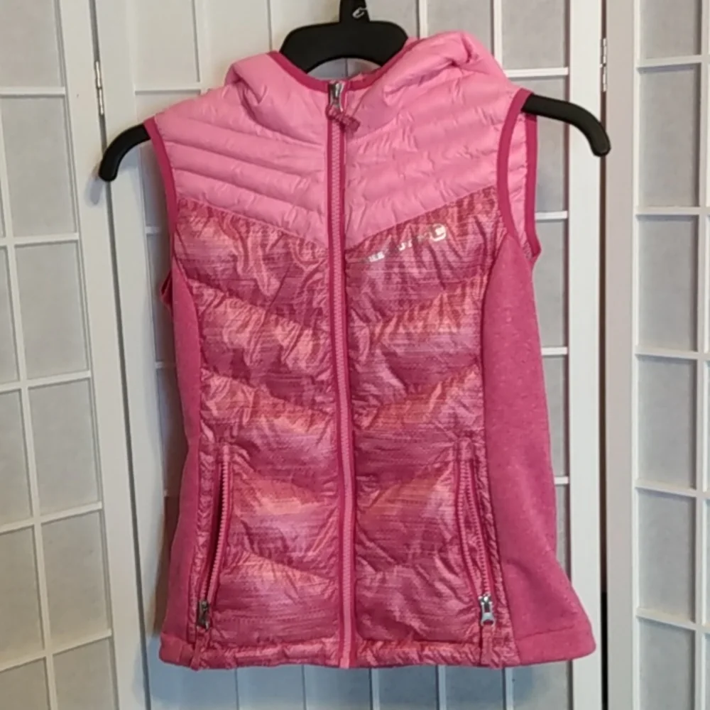 Free Country Girls Pink Hooded‎ Down Puffer Vest Lightweight Size S 7-8